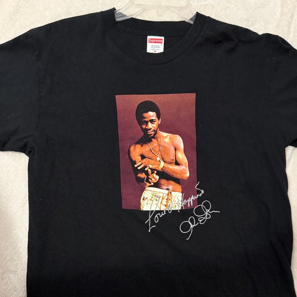 Supreme Black Short Sleeve Tee with Brown Tone Photo Graphic